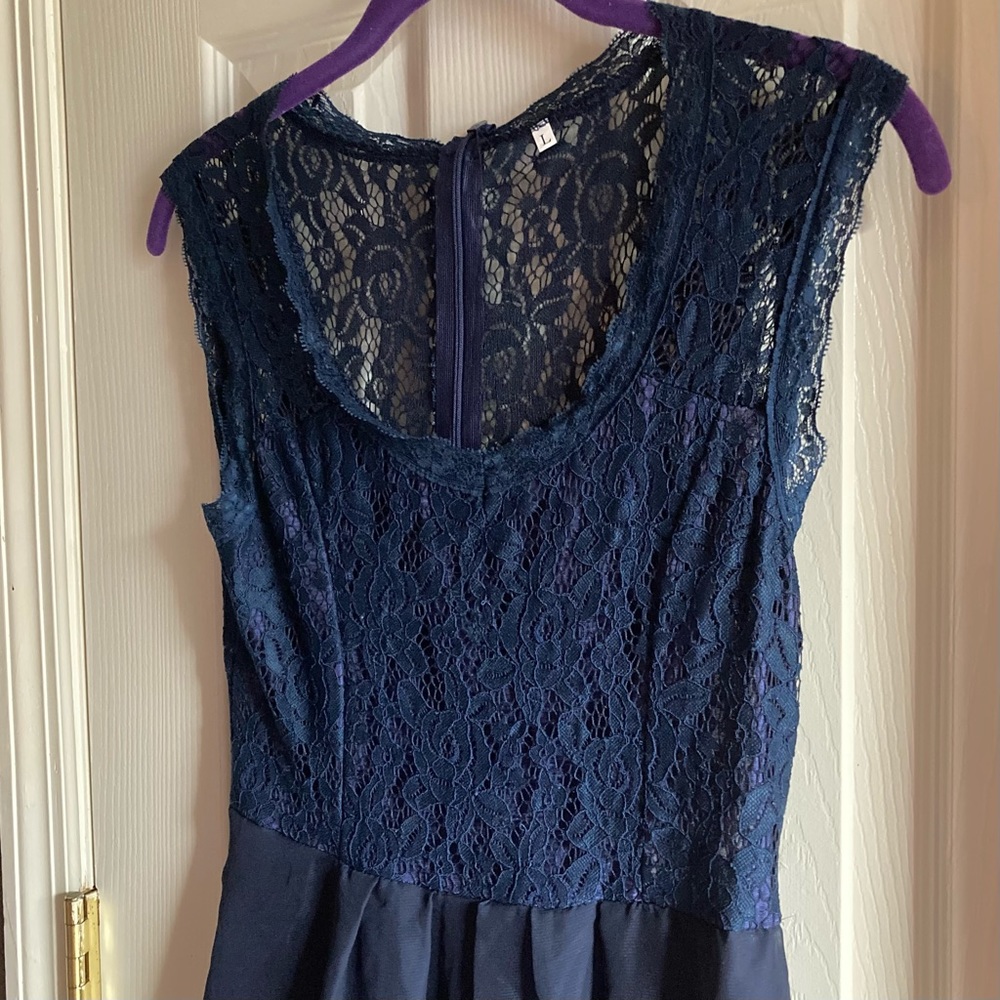 Womens (L) "Gulang" Royal Blue Lace Polyester Elegant Floor Length Dress